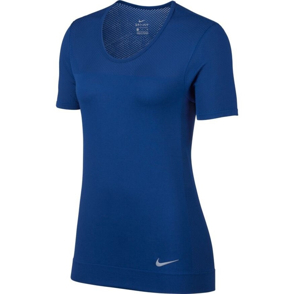 Nike Women's XL Blue Dri-Fit Infinite Short Sleeve Running Top Mesh Design NWT